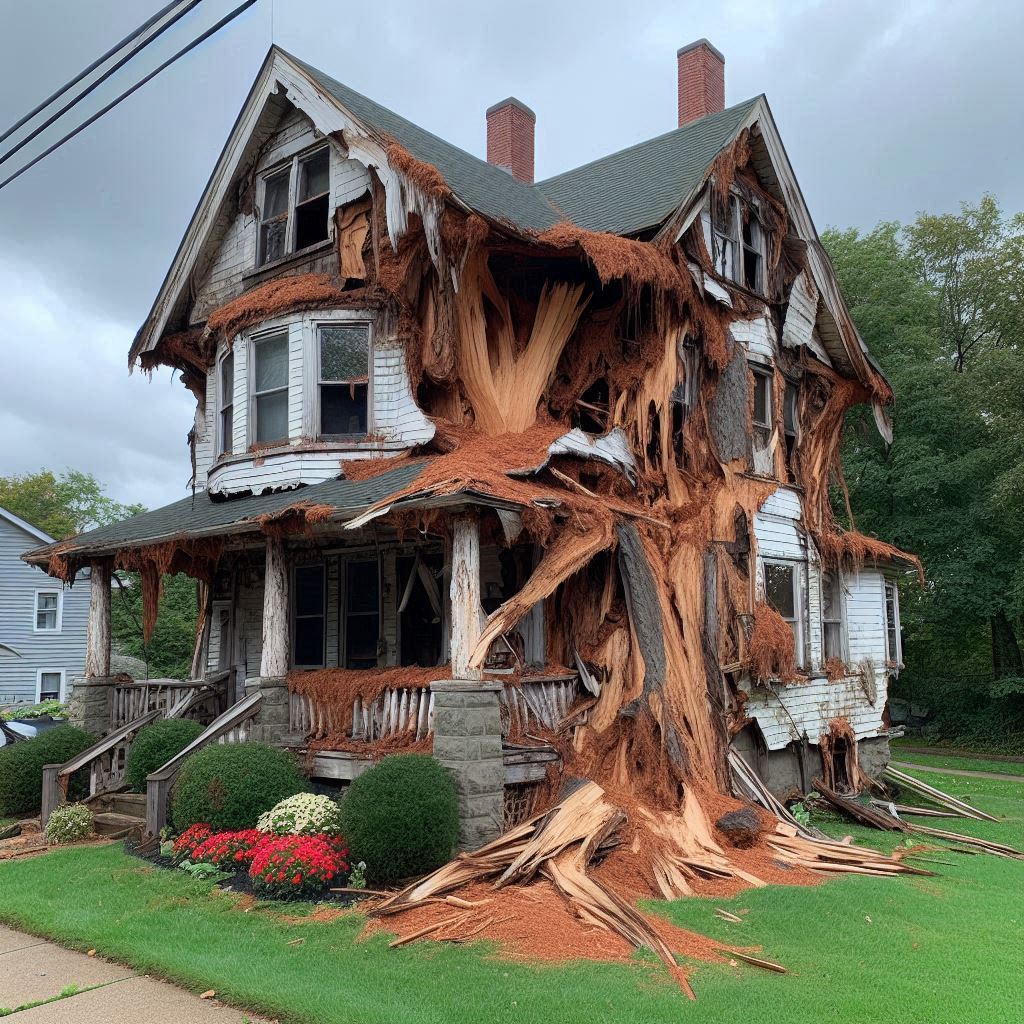 Signs Your Bloomingdale Home Needs a Tree Inspection Blog Article - Tree with visible damage, including broken branches and signs of disease near an Bloomingdale home